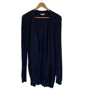 Maurices Womens Long Line Open‎ Front Navy Cardigan Size L Open Weave Classic